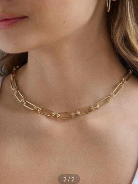 BaubleBar Gold Rectangular Link Necklace